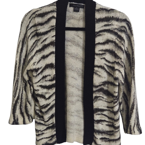 C'est City Zebra Print and Open Front Cardigan Sz M - Picture 3 of 6